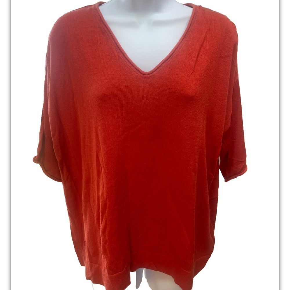Jones New York Orange Short Sleeve Pullover Sweater Medium
